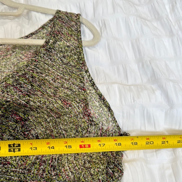 DKNY 100% silk v Neck Neck Green and Wine Midi Dress Size14 - Picture 5 of 9